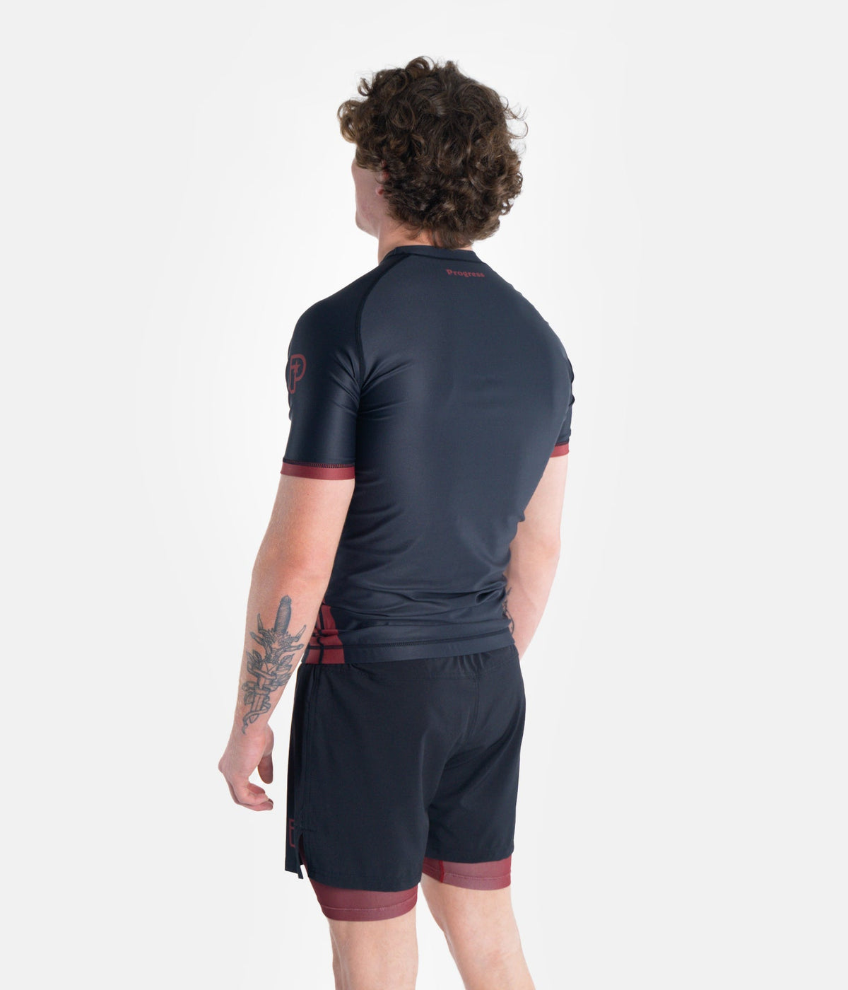 Academy + Rash Guard - Black &amp; Maroon