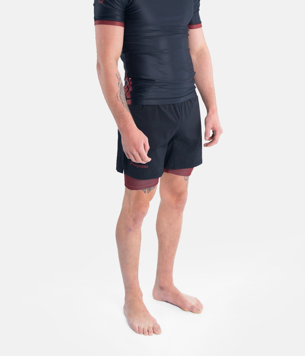 Academy + Hybrid Shorts - Black &amp; Maroon